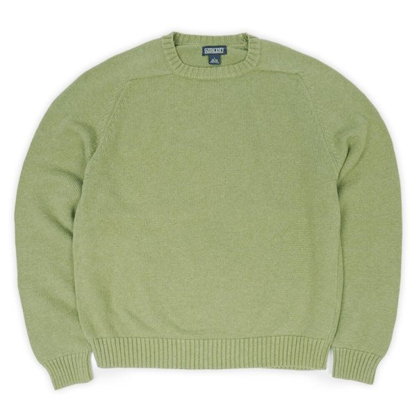 画像1: Early 00's LANDS' END コットンドリフターセーター "LIGHT OLIVE / MADE IN USA" (1)