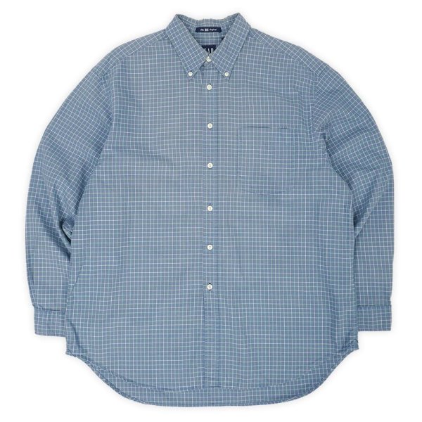 画像1: Early 00's OLD GAP ボタンダウンシャツ "The BIG Oxford / BLUE Plaid" (1)