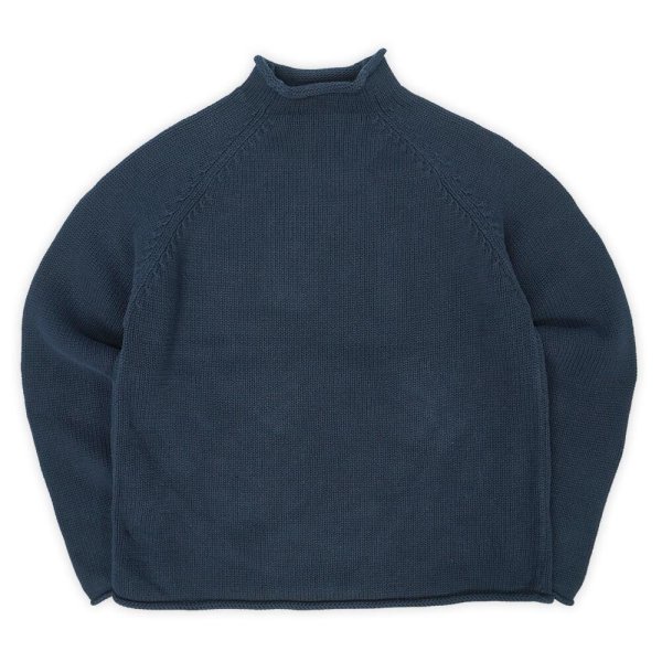 画像1: 00's J.CREW ロールネック コットンニット "DARK NAVY" (1)