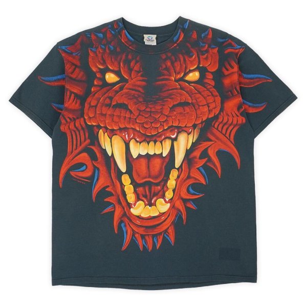 画像1: Early 00's LIQUID BLUE オールオーバープリントTシャツ "DRAGON" (1)