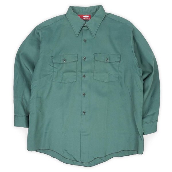画像1: 70's Dickies L/S ワークシャツ "MADE IN USA / LINCOLN GREEN / DEADSTOCK" (1)