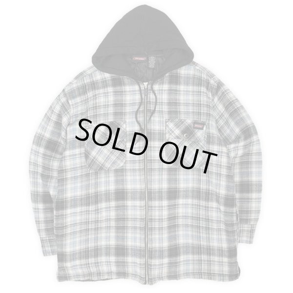画像1: 00's Dickies キルティングライナー フーディーネルシャツ "Black Omble Plaid" (1)
