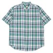 画像1: 90's Eddie Bauer S/S ボタンダウンシャツ "Green Plaid" (1)