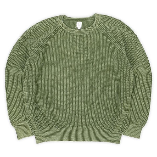 画像1: 00's OLD GAP コットンニット “FADE OLIVE” (1)