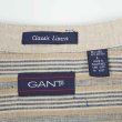 画像2: 90's GANT マルチストライプ柄 S/S バンドカラーシャツ "Linen×Cotton" (2)