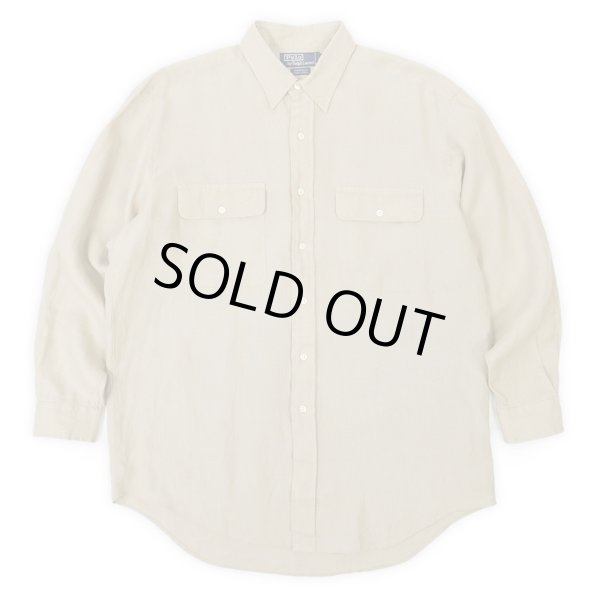 画像1: 90's Polo Ralph Lauren L/S リネンワークシャツ “WHITFIELD" (1)