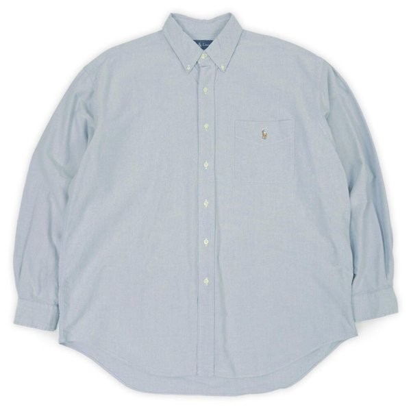 画像1: 90'S Polo Ralph Lauren ボタンダウンシャツ "BIG SHIRT / SAX BLUE OX" (1)