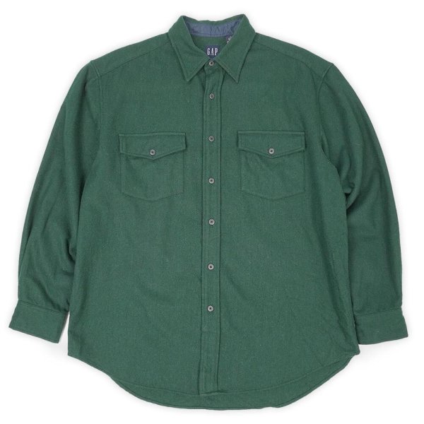 画像1: Early 00's OLD GAP ウールCPOシャツ "GREEN" (1)