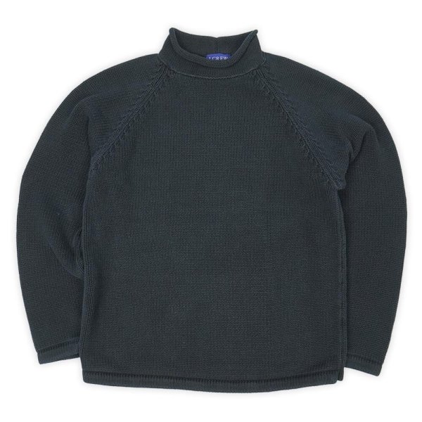 画像1: 00's J.CREW ロールネック コットンニット "FADE BLACK" (1)