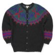 画像1: 90's BANANA REPUBLIC ノルディック柄 ウールニットカーディガン "BLACK / HAND KNIT" (1)