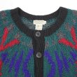 画像3: 90's BANANA REPUBLIC ノルディック柄 ウールニットカーディガン "BLACK / HAND KNIT" (3)