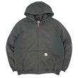 画像1: 00's Carhartt キルティングライナー フルジップ スウェットパーカー “FADE BLACK” (1)