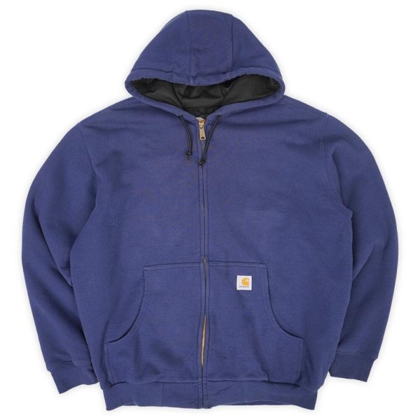 画像1: 00's Carhartt サーマルライナー フルジップ スウェットパーカー "NAVY" (1)