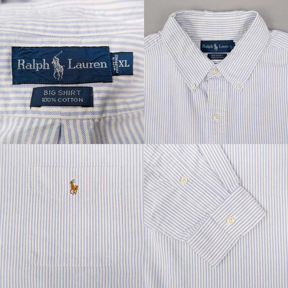 90's Polo Ralph Lauren ストライプ柄 ボタンダウンシャツ “BIG SHIRT