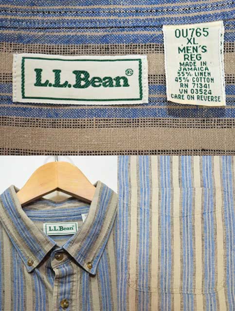 90's L.L.Bean S/S マルチストライプ柄 ボタンダウンシャツ “COTTON