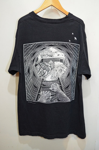90's M.C.Escher 騙し絵 Tシャツ - used&vintage box Hi-smile