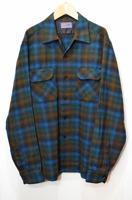 50s 60s pendleton オンブレチェック ウールシャツ-