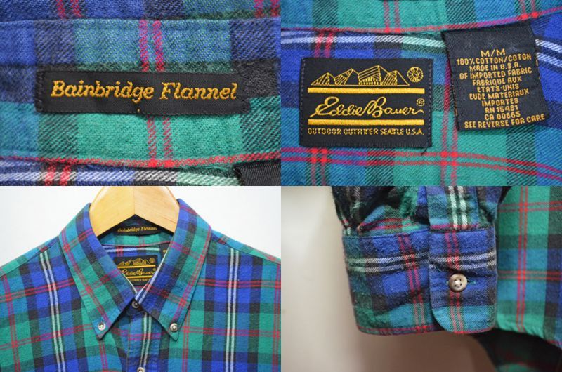 80's Eddie Bauer フランネルBDシャツ 