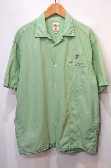 90s OLD STUSSY 半袖シャツ　オープンカラーシャツキズ汚れ使用感が見られる商品