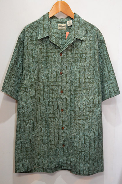 90's L.L.BEAN 総柄 S/S オープンカラーシャツ