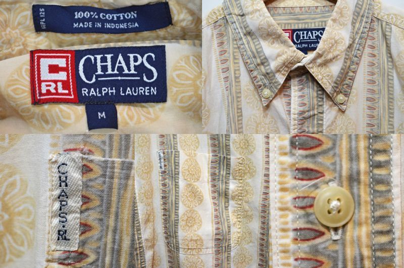 90's CHAPS Ralph Lauren S/S 総柄ボタンダウンシャツ - used&vintage