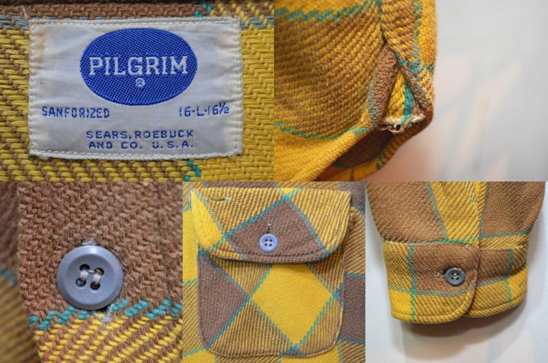 60's PILGRIM マチ付き ヘビーネルシャツ - used&vintage box Hi-smile