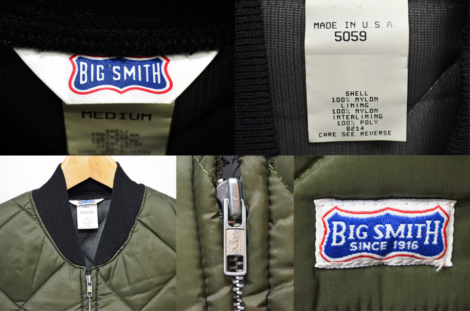 80's BIG SMITH キルティングベスト “OLIVE / DEADSTOCK