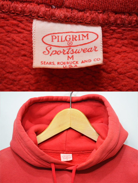 60's PILGRIM スウェットパーカー “RED” - used&vintage box Hi-smile