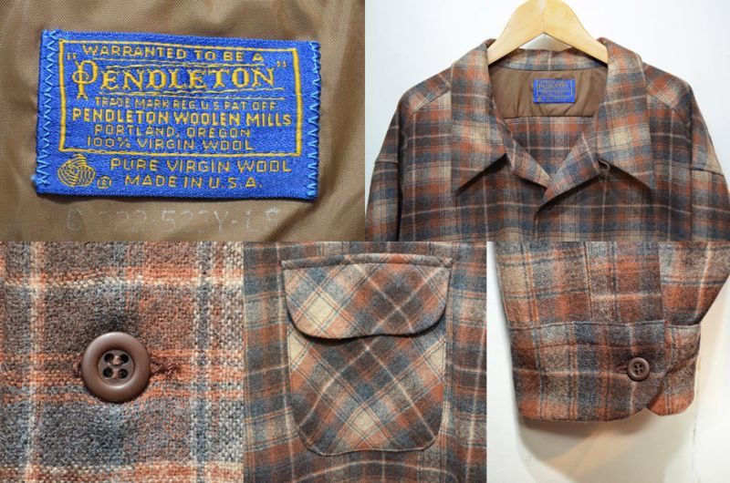 70's Pendleton ウールシャツ “ブラウンベース / オンブレチェック柄