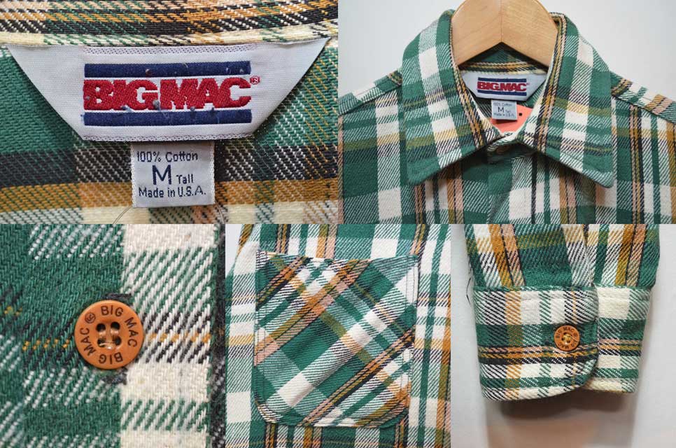 80's BIG MAC ヘビーネルシャツ “グリーンベース / TALL表記 ...