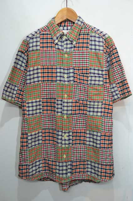 90's J.CREW S/S パッチワークシャツ