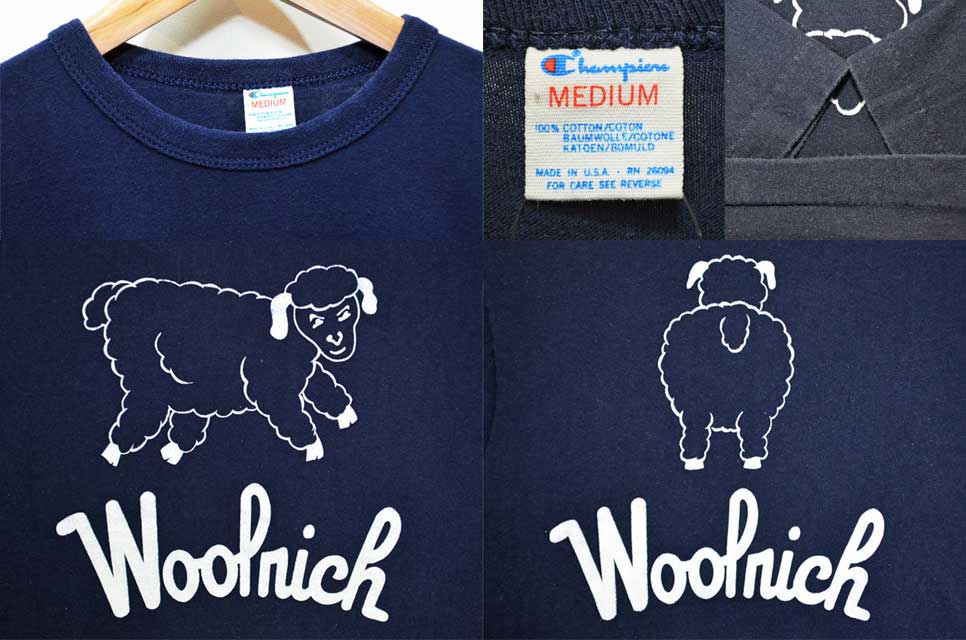 80's Champion × Woolrich 両面プリントTシャツ
