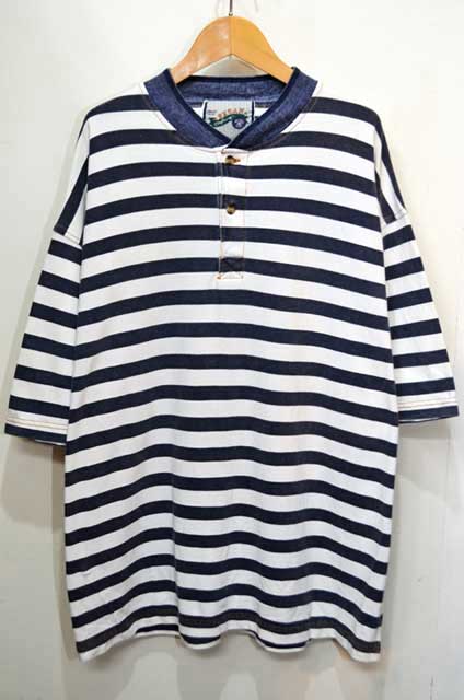 Sedan Clothing ボーダー柄 ヘンリーネックカットソー 鹿の子素材 Used Vintage Box Hi Smile