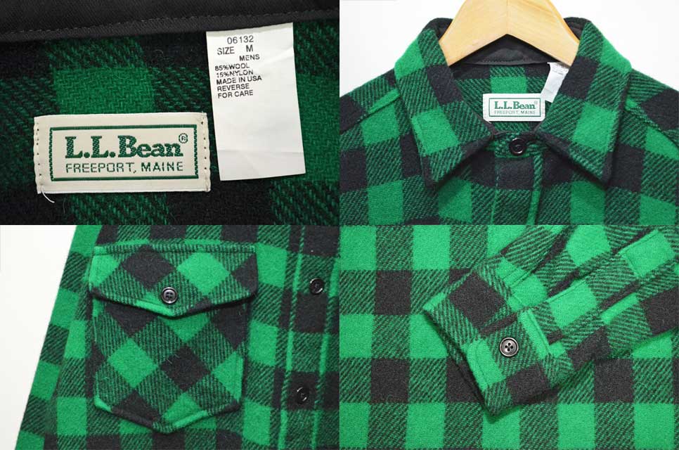 80's L.L.Bean ウールシャツ “GREEN×BLACK” - used&vintage box Hi-smile