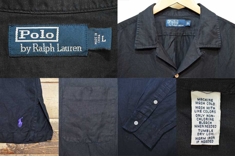 90's Polo Ralph Lauren オープンカラーシャツ “BLACK” - used&vintage 