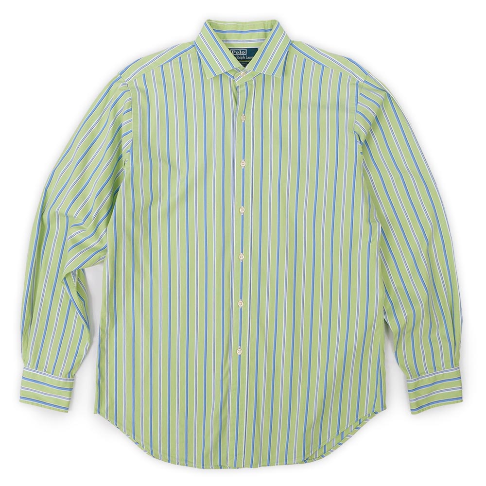 90-00's Polo Ralph Lauren マルチストライプ柄 レギュラーカラーシャツ 